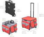 Folding Mobile Utility Cart, Canvas Organizer Bag, Red/Grey - Image 2