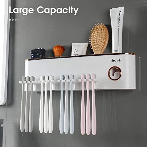 iHave Toothbrush Holders for Bathrooms Wall Mounted with Dispenser & 4 Cups - Image 2