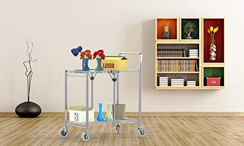 Luxor WSCC-2 Two-Shelf Collapsible Wire Utility Cart with Wheels, Push Heavy Duty,Holds 200 Pounds and Folds Up for Storage, 37"W x 18.25"D x 30.5"H - Image 5
