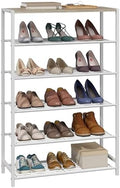 Yusong Shoe Rack Organizer, 6 Tier Industrial Shoe Storage Shelf, Narrow Sturdy Metal Shoe Shelves for Closet Entryway, White by Yusong