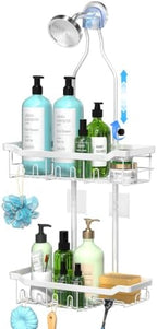 Adjustable Shower Caddy Hanging Rustproof: Tool-free Height Adjustment by Skyapex