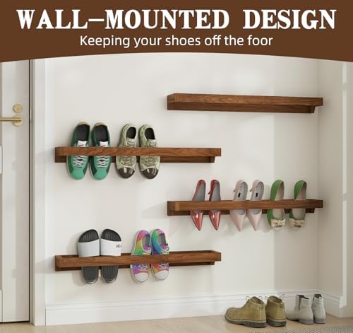 Nisorpa Set of 4 Rustic Burnt Wood Hanging Shoes Racks, 30 Inches - Image 3