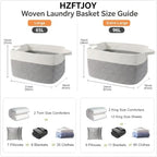96L Laundry Basket with Handles, Extra Blanket Basket, White/Grey - Image 2