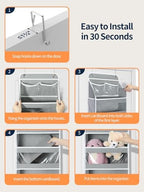 Yecaye 5 Tier Over the Door Organizer, Swing-proof Door Organizer Hanging with Clear PVC Windows, Behind the Door Storage for Bedroom Nursery Closet Laundry Pantry Bathroom, Grey - Image 4