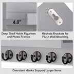 Lwenki Key Holder Wall Mount, Entryway Key and Mail Holder with 7 Sturdy Hooks for Sunglasses, Dog Leash, Decorative Wall Shelf with Mounting Hardware, 15”W x 6.7”H x 4.2”D (Gray) - Image 3