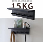 Entrance Coat Rack ，Coat Hooks, Wall-Mounted Wooden Hook Rack, Wall-Mounted Shelves are Very Suitable (Black Color Finish—A-1) - Image 3