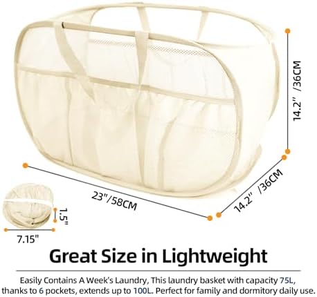 Collapsible Laundry Baskets, Upgrade Pop Up Laundry Hamper with Convenient Bags, Foldable Laundry Basket Mesh Light Weight, Easy to Carry Clothes Hampers for Laundry, Dorm, Toys, Travel 4 Pack - Image 3