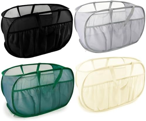 Collapsible Laundry Baskets, Upgrade Pop Up Laundry Hamper with Convenient Bags, Foldable Laundry Basket Mesh Light Weight, Easy to Carry Clothes Hampers for Laundry, Dorm, Toys, Travel 4 Pack by BATTOO
