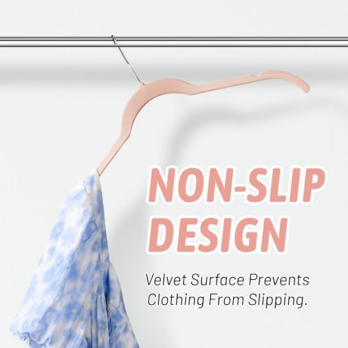 Sishynio Premium Velvet Shirt Hangers 30 Pack, Non-Slip 360° Swivel Hook Space-Saving Felt Hanger, Slim Flocked Hangers for Blouses, Strappy Dresses, Tank Tops(Pink) | Space-Saving Closet Organization; Flocked Surface; 360° Swivel Hooks; For Shirts, Co... - Image 5