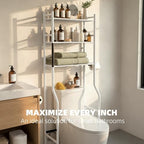 GloTika 3-Tier Over Toilet Storage, Anti-Tilt, 64" H, White - Image 4