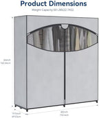Whitmor Extra-Wide Portable Clothes Closet, 60" Wide Closet Organizers and Storage with Cover, Heavy Duty Metal Clothes Rack, Stable and Easy Assembly Clothes Storage, Light Grey - Image 4