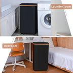 Laundry Basket with Wheels,100L Hampers for Laundry,Black Large Laundry Hamper with Lid and Bamboo Handles,Collapsible & Waterproof Tall Cloth Hamper for Dormitory Family - Image 6