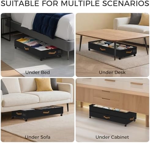 75L 4 Pack Adjustable Under Bed Storage with Wheels - Image 7