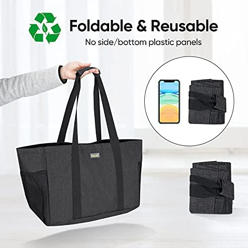 BALEINE Soft 9 Gallon Extra Large Utility Tote, Foldable Reusable Storage Bag (Charcoal Black) (Pack of 2) - Image 3