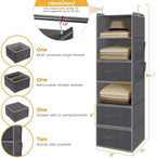 Hanging Closet Organizer 6-Shelf with 3 Drawers & Side Pockets, Closet Organizers and Storage for Dorm, Nursery & Wardrobe Organization, Hanging Shelf Clothes Organizer for Sweaters, Shoes, Gray - Image 2