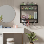 PPN Towel Rack Bathroom Storage Shelves Over The Toilet with Towel Bar 100% Bamboo Adjustable Height Floating Shelf Wall Shower Shelf for Small Space Bathroom Kitchen Multi Usage (Black-2Pack) - Image 7