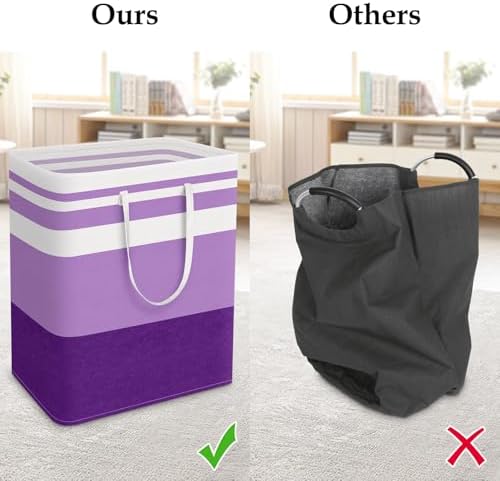 StorageRight Laundry Basket Hamper, 125L Collapsible Clothes Storage, Purple - Image 5