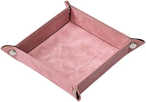 Valet Tray Desktop Storage Organizer – Vegan Leather Catchall Bedside Vanity Tray Nightstand Caddy Holder for Remote Controller, Watch, Keys, Phone, Wallet, Coin, Jewelry, Stone Pink by siduater