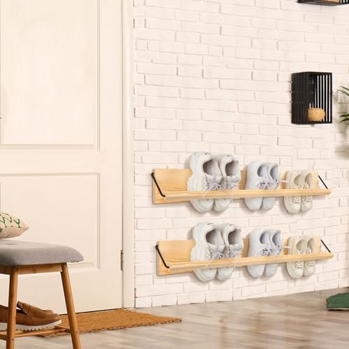 Mifoci 2 Pcs Wall Mounted Shoe Rack Storage Wooden, 39.37'' Long - Image 6