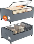 Webetop 12 Inch Under Bed Storage Containers, Rolling Organizer 2 Pack Grey by Webetop