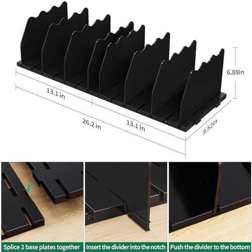 SPACEKEEPER Shelf Divider for Closet, Adjustable Purse Organizers, Black - Image 2