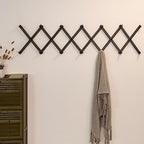 SKOLOO Hat Rack for Wall with 20 Hooks, Solid Wooden, Modern, Expandable Coat Rack Wall Mount for Coats, Hats, Bags, Baseball Caps, Dark Walnut Color - Image 2