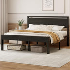 Sweetcrispy 14 Inch King Size Metal Bed Frame with Wood Headboard, Black by Sweetcrispy