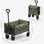 Blomoba Folding Wagon Cart with Wheels, 220lbs Utility Wagon Cart, Green - Image 7