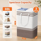 TranquilRelax 3-Pack Laundry Basket, Laundry Hamper, Khaki-88L - Image 2