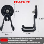 MUTUACTOR Heavy Duty Magnetic Hook,2PCS Anti-Slip Storage Magnet Hooks for Organizer, Magnetic Mount Garage Double Utility Hooks Hanging Impact Drivers Garden Hoses Hardware Box - Image 5