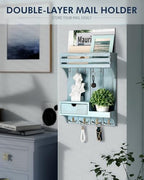 Rebee Vision Key Holder Wall Mount with Drawer & Shelf for Entryway, Blue - Image 4