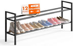 Bumusty 2 Tier Long Expandable Shoe Rack for Closet, Black by BUMUSTY