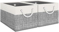 Fab totes Storage Bins 2-Pack, Foldable Storage Baskets for Organizing Toys, Books, Shelves, Closet, Large Storage Box with Rope Handles, Sturdy Organizer Bins, White & Grey by Fabtotes