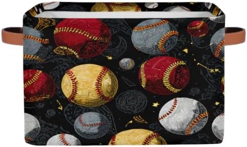 Baseball Storage Basket Toy Storage Bins Collapsible Cube Organizer by hongjinglin