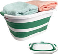 SAMMART 40L (10.5 gallon) Collapsible Plastic Laundry Hamper - Foldable Pop Up Storage Container/Organizer - Portable Washing Tub - Space Saving Basket (1, White/Winter Green) by SAMMART