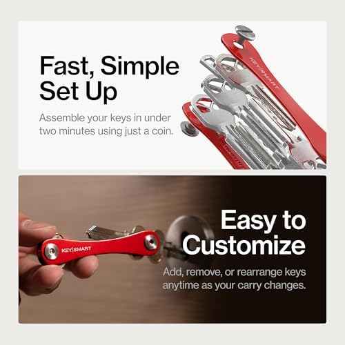 KeySmart Original Key Holder - Compact Key Organizer for Key Chain, Minimalist Clutter-Free EDC Keychains Key Ring, Red, 14 Keys - Image 4