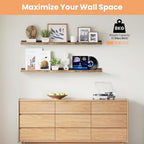 upsimples Floating Shelves for Wall Decor and Storage, Brown, 6Pcs 47.3'' - Image 4