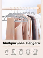 HOUSE DAY Slim Plastic Hangers with Non Slip Rubber Pads, 30 Pack, Grey | Space saving closet organizer, heavy duty S-shape, rubber grip pads help keep shirts, suits, coats, pants, skirts in place - Image 2