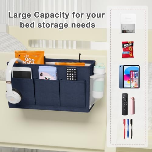 Bedside Caddy Storage Organizer for Bed Rails, Bed Caddy with 6 Pockets - Image 4