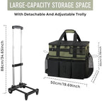 Rolling Cleaning Caddy Bag with Detachable Trolley, Large Cleaning Supplies Organizer with Wheels, Multi-Pocket Cleaning Cart with Adjustable Shoulder Strap for Housekeepers & Home Use, Armygreen - Image 5