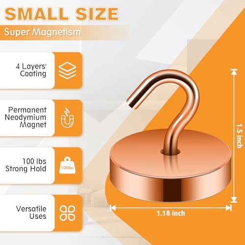 Neosmuk Magnetic Hooks Steel Tube Design for Cruise,100lb+ Bronze,10 Pack - Image 4