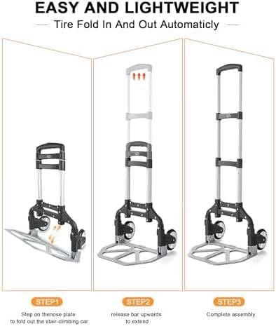Folding Hand Truck, Dolly Cart with Wheels Foldable, Luggage Cart - Image 4