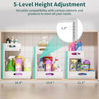 Under Sink Organizer, Extra-Wide Upgrade, 1 Pack 2 Tier Metal Slide Out Cabinet Organizer, Height Adjustable Organization and Storage Series, Bathroom/Cabinet/Kitchen organization, White - Image 3