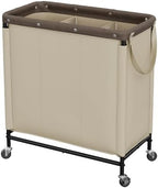 StorageWorks 2 Section Laundry Hamper, 120L Tan Sorter Cart with Wheels by StorageWorks