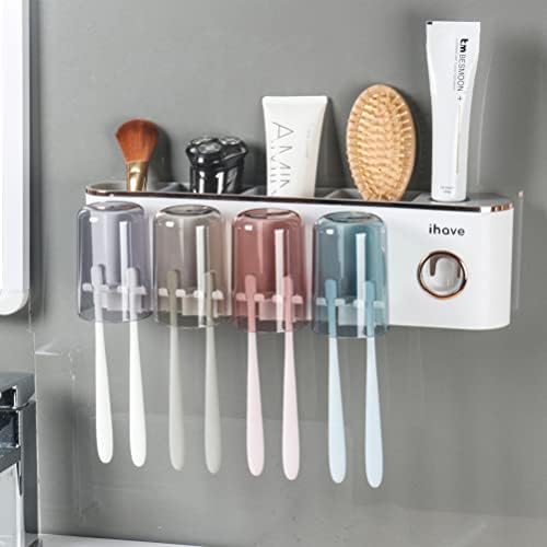 iHave Toothbrush Holders for Bathrooms Wall Mounted with Dispenser & 4 Cups by ihave