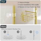 Consumest Corner Shower Caddy Tension Pole - Rustproof Shower Shelves with Towel Bar & Soap Holder, Adjustable Bath Organizer for Bathroom Storage, 27.6-108.3 inch, Gold - Image 4