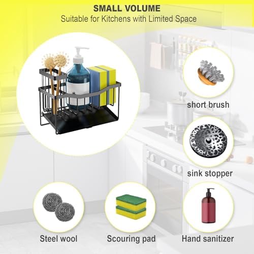 Fssvcd Maifan Sink Caddy Sponge Holder for Kitchen with Brush Holder and Stainless Steel Self Drain Tray, Rustproof Kitchen Sink Organizer for Sponge, Soap Dispenser Storage Accessories - Image 2