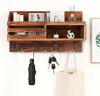 Solid Wood Key and Mail Holder for Wall, Brown - Image 6
