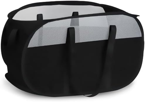 100L Collapsible Laundry Baskets, Tear Proof Pop Up Laundry Hamper with Dual Handles, Large Foldable Laundry Basket, Easy to Carry Laundry Hamper for Home, Laundry Room, Bedroom, Dorm, Travel Black by BATTOO