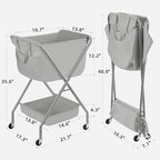 STORAGE MANIAC Collapsible Laundry Cart with Wheels 35.6"H Removable Canvas Bag Rolling Laundry Hamper Clothes Basket with Wheels, Sturdy Steel Frame Folding for Small Narrow Space Easy Storage, Grey - Image 2